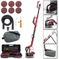 AREBOS Long-Neck Sander Drywall Sander Wall-Ceiling Sander 750 watt, Ø 225 mm Telescopic Rod Suction System Swivel Head with LED Including 6 Sanding Discs and case