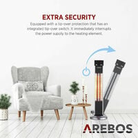 AREBOS Infrared Radiant Heater Standing Heater Heat Garden Free Standing 2000W - silver