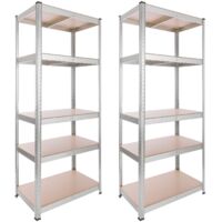 AREBOS 2x Heavy Duty Shelving 875kg Basement Shelving Storage Shelving Boltless Shelving 180x75x45cm Shelving 2s - Galvanised