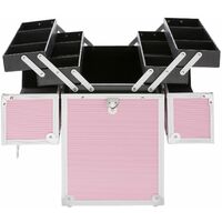 AREBOS Cosmetic case Lockable Beauty box Aluminum organizer Vanity case Makeup & Nail Art 26 L Pink - Pink