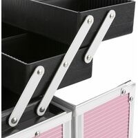 AREBOS Cosmetic case Lockable Beauty box Aluminum organizer Vanity case Makeup & Nail Art 26 L Pink - Pink