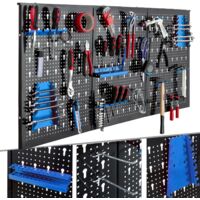 AREBOS Tool wall Perforated wall Workshop wall Metal wall Perforated sheet 17 parts - Black / Blue