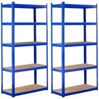 AREBOS Set of 2 Heavy Duty Shelving Cellar Shelving Boltless Shelving Storage Shelving Workshop Shelving Blue
