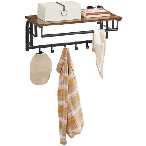 Wandgarderobe mit 5 abnehmbaren Haken und Stange - L66 cm
