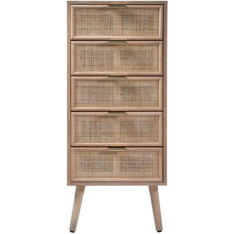 Moimhear Schuhschrank Rattan 120x106x35cm - Mit 3 Türen, 1 Schublade & 5 Böden In Holzfarbe