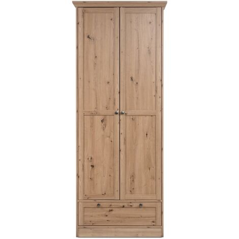 SIMPLIHOME Eingangsschrank Aus Massivholz | Mit 2 Türen & 2 Schubladen | Verstellbare Regale & Abschließbar