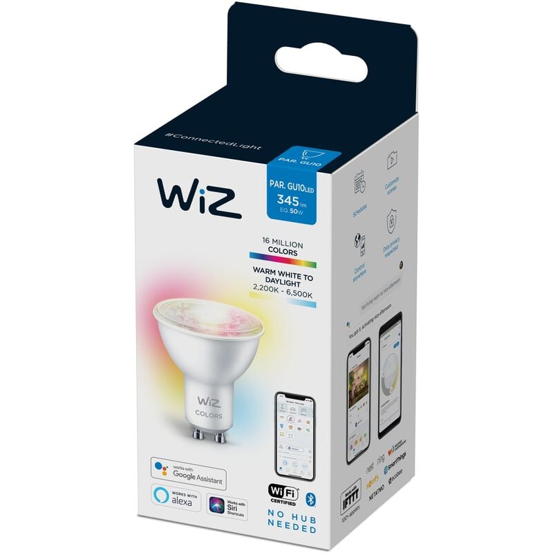 Wiz bombilla Wifi y bluetooth LED regulable colores 50W GU10, 2200-6500K, 4.9W (equivale a 50 W), A+