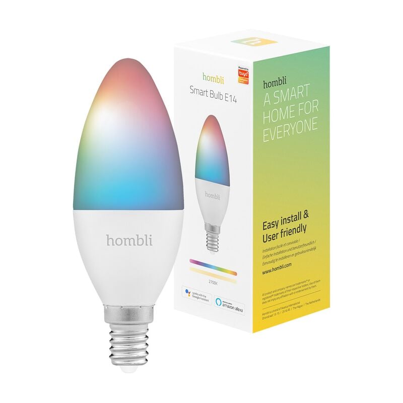 Paquete Promocional Hombli bombilla inteligente rgb cct – 4.5 w casquillo e14 compatible amazon alexa y google 45 16 millones de colores brillo regulable assistant