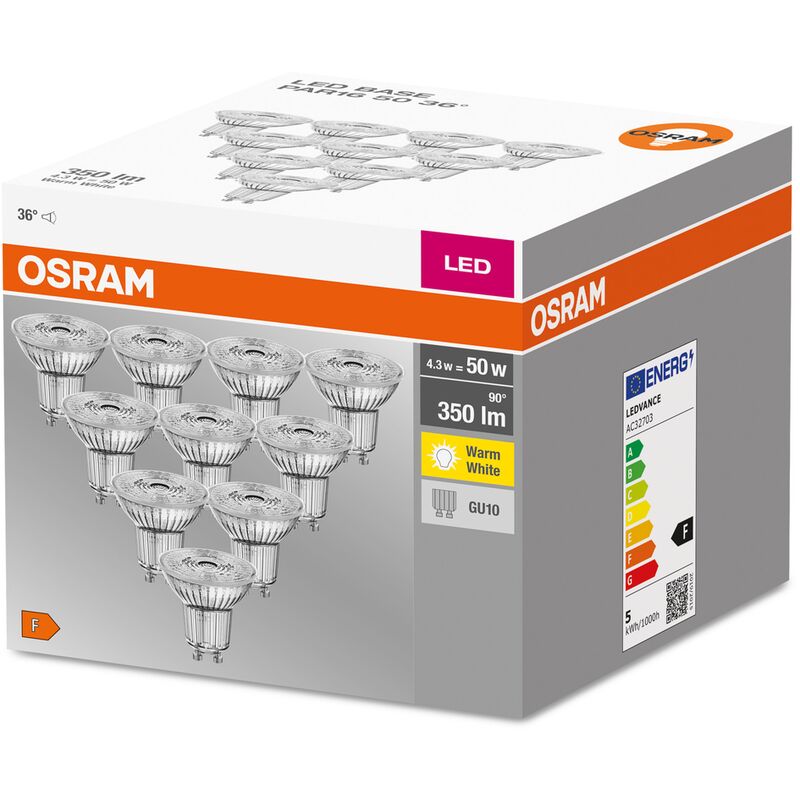 Osram Base Par16 lámpara reflectora led con gu10 4.3 w 10 piezas