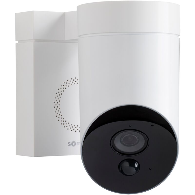 Somfy 2401560 - Outdoor camera Blanca Somfy protect , cámara de vigilancia , 1080p visión nocturna y sirena integrada , conectividad WiFi y grabaciones gratis