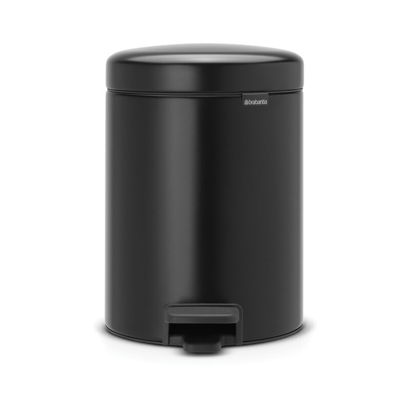 Brabantia Cubo de Basura con Pedal, Acero Inoxidable, Negro Mate, 5 l