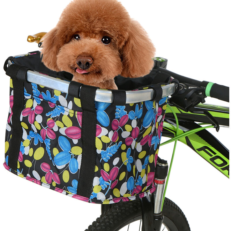 Wiiguda@ Cestino Anteriore Bici Staccabile Animale Domestico Vettore Lega di Alluminio Bike Pet Front Basket Pet Carrier Bag Porta Bici per Animali Domestici Cestino Portaoggetti 