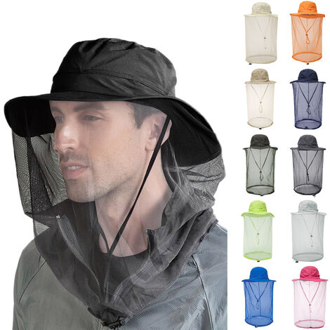 Tomkity 2 Pezzi Cappello di Testa Rete Anti Insetti Moscerini Faciale Nero Maschera Protezione da Zanzare per Giardinaggio Aperto Pesca Escursionismo 