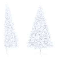 Albero Natale a Meta con Luci e Supporto Bianco 150 cm PVC
