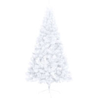 Albero Natale a Meta con Luci e Supporto Bianco 150 cm PVC