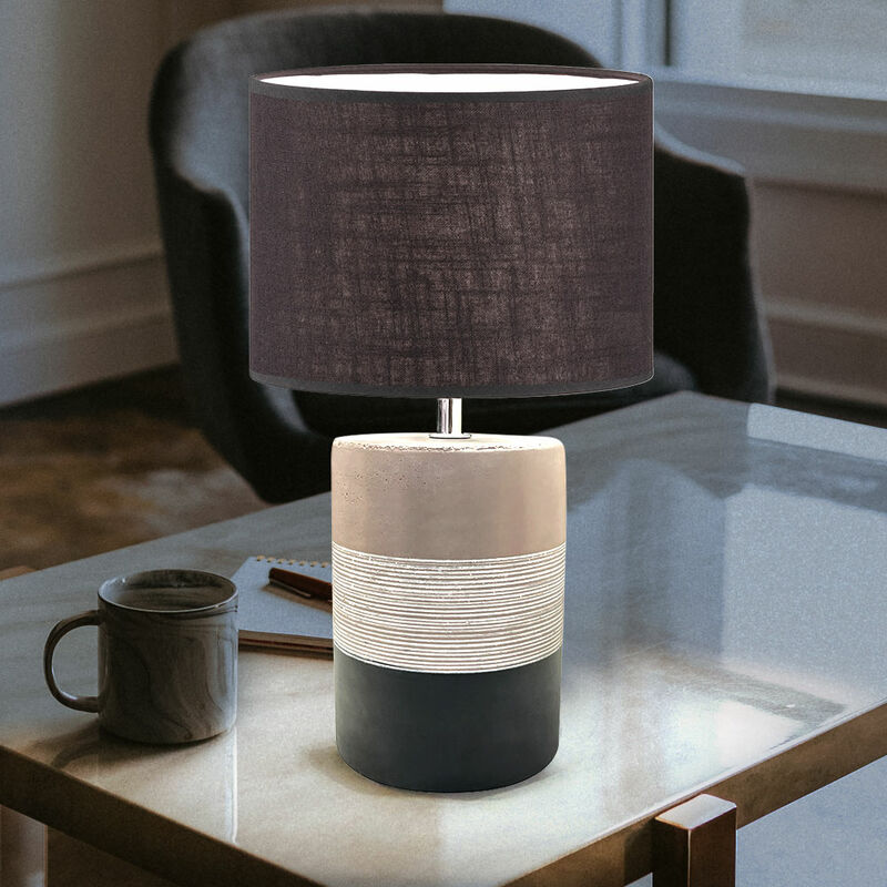 Bakaji Lampada da tavolo Base a sfera in Ceramica Paralume in Tessuto  Grigio Lume Comodino Camera da Letto Luce Lampadina E27 Max 40W Abatjour  Design Moderno Dimensioni 25 x 18 cm 