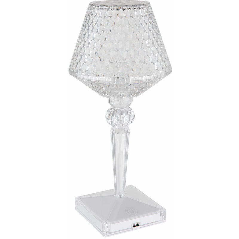 Lampada da tavolo a LED, abat-jour, abat-jour, lampada da soggiorno, lampada  in cristallo con touch dimmer, batteria ricaricabile, cavo USB, bianco  caldo/bianco freddo, H 26 cm
