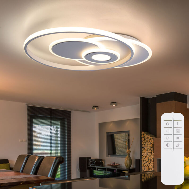 Lampada da soffitto a LED dimmerabile con telecomando Plafoniera Smart App Luce da soggiorno, bianco trasparente, 24W 2400lm bianco caldo-freddo, DxH 41x8 cm