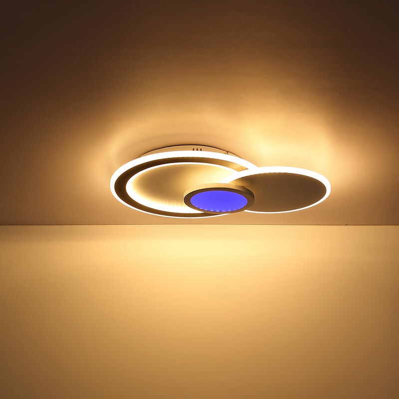 Plafoniera LED lampada a luce diurna luce di design lampada da soggiorno  nero, cambia colori RGB orientabile dimmerabile telecomando CCT, 40W 2300lm  3000-6500K bianco caldo-bianco freddo, L 57,5 cm