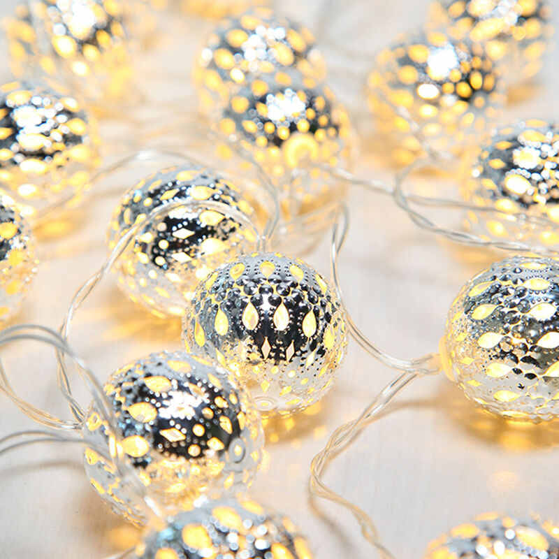 20x Catena di luci a sfera a LED in rame X-MAS Illuminazione decorativa  Lampade natalizie argento, set da 2