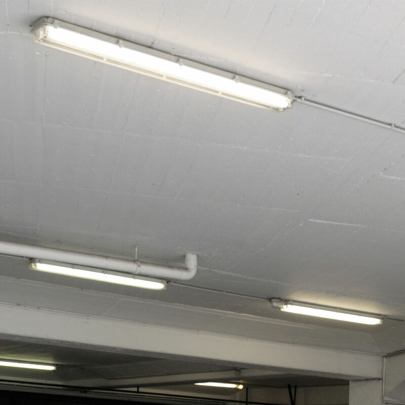Lampada da ingresso a LED Plafoniera IP65 Luce per ambienti umidi Lampada  da garage a LED Lampada da vasca a LED, resistente ai getti d'acqua, 48W  5760lm bianco freddo, L 150 cm