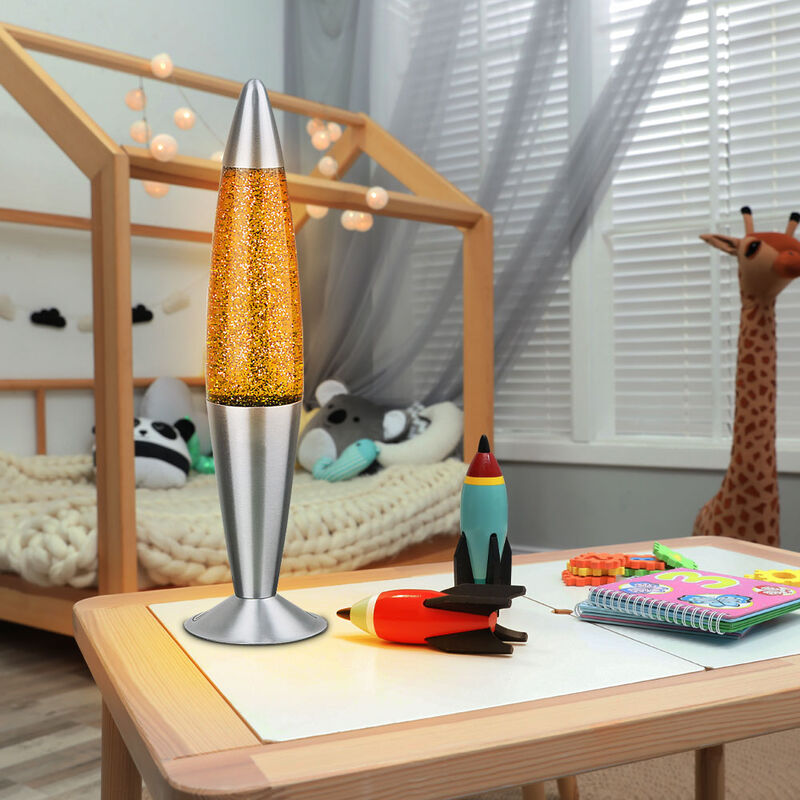 Lampada Lava Balvi Magma XL – Argento E Giallo, 45 Cm In Alluminio E Vetro, Effetto Vulcano Con Lampadina Inclusa