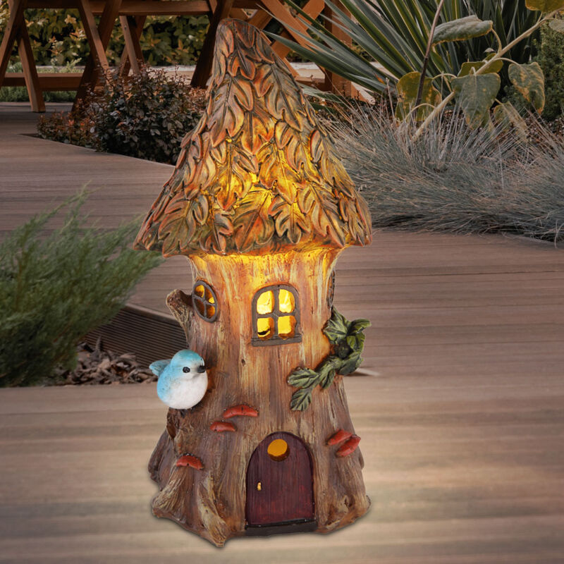 Garden Mile Lampada Solare A Forma Di Tronco Per Giardino Delle Fate – In Resina, Con Luci, Impermeabile