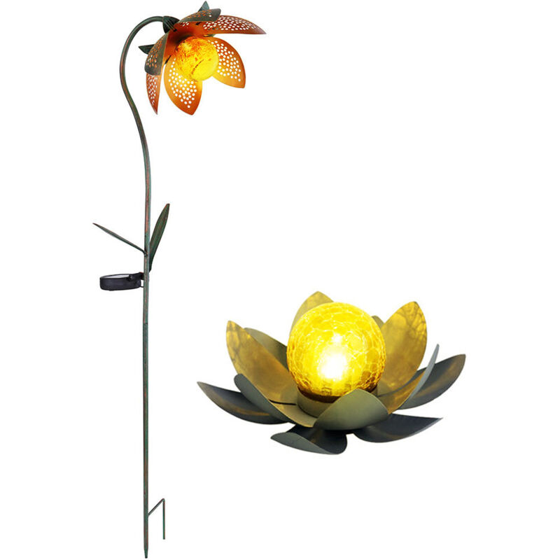 SunCatcher Ornamenti Decorativi da Giardino Incandescente Fiore di Loto Set di 5 pali da Giardino Medio 50cm, Alto Regalo per Giardiniere - Italia