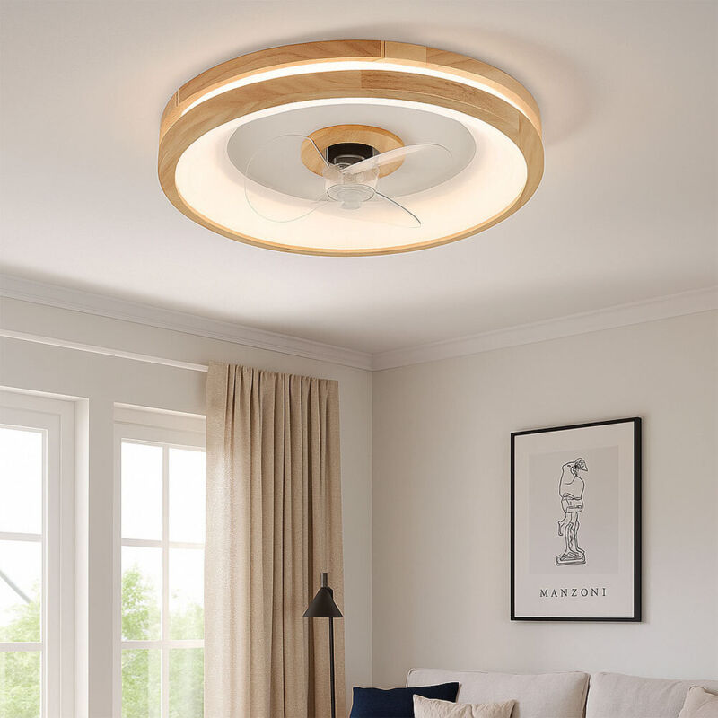 Ventilatore Da Soffitto Con Illuminazione A LED, Motore DC Reversibile 3 Pale 6 Velocita Telecomando Nero 115x115x20cm