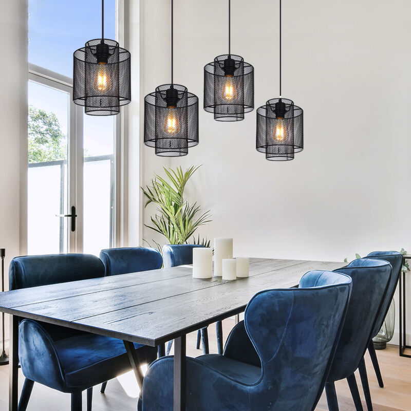 Eglo Dembleby Lampadario, lampada a sospensione vintage a 3 luci, natura, stile hygge, lampadario per il tavolo da pranzo, lampadario da soggiorno marrone chiaro, acciaio, attacco E27