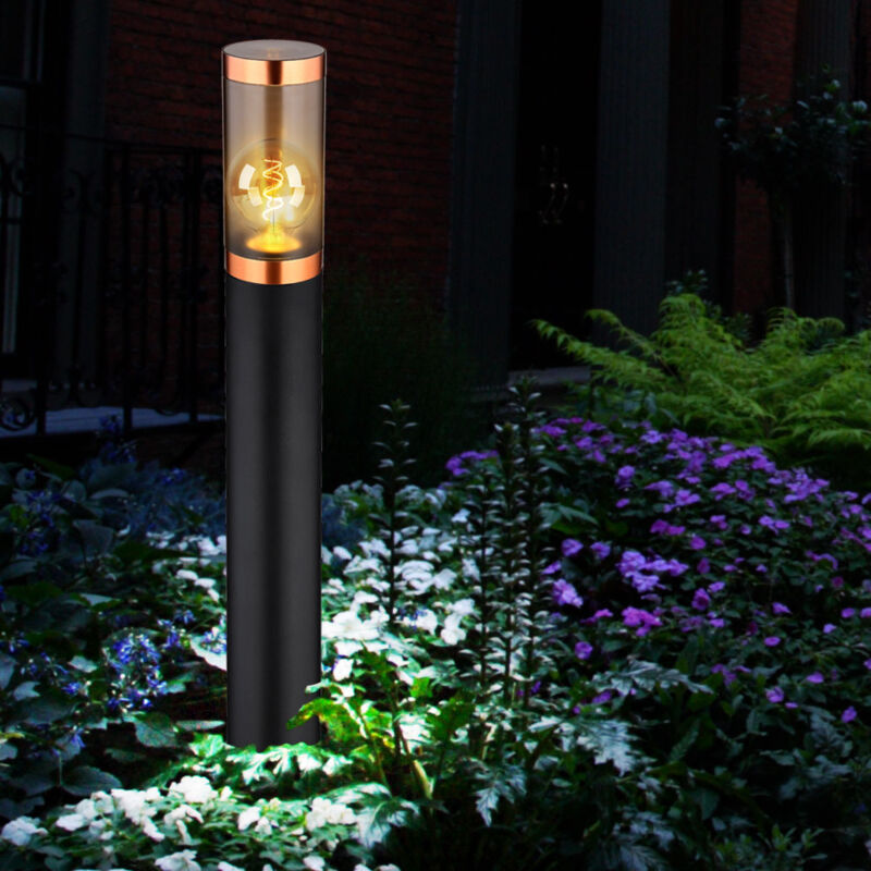 HONGKONG lampada da terra per esterni in fusione di alluminio nero con vetro trasparente - classica luce da giardino con rilevatore di movimento - uso esterno - IP44 - senza lampadina/e