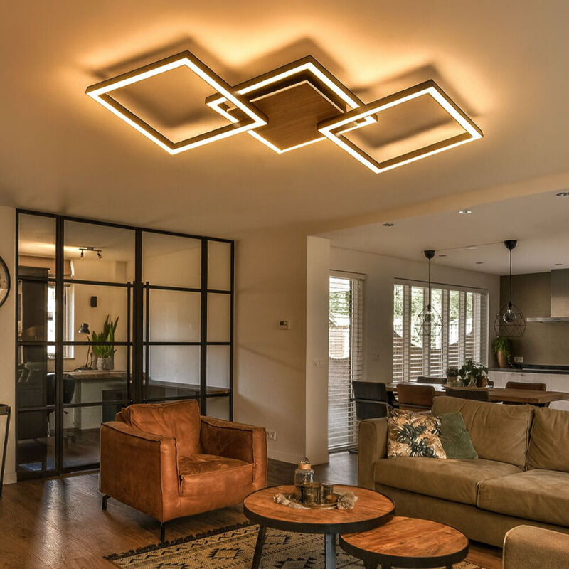ZMH Plafoniera vintage Lampada da soffitto camera - Nero plafoniera soffitto in legno e metallo con 3 luci retro portalampada E27 altezza regolabile design industriale illuminazione per interni