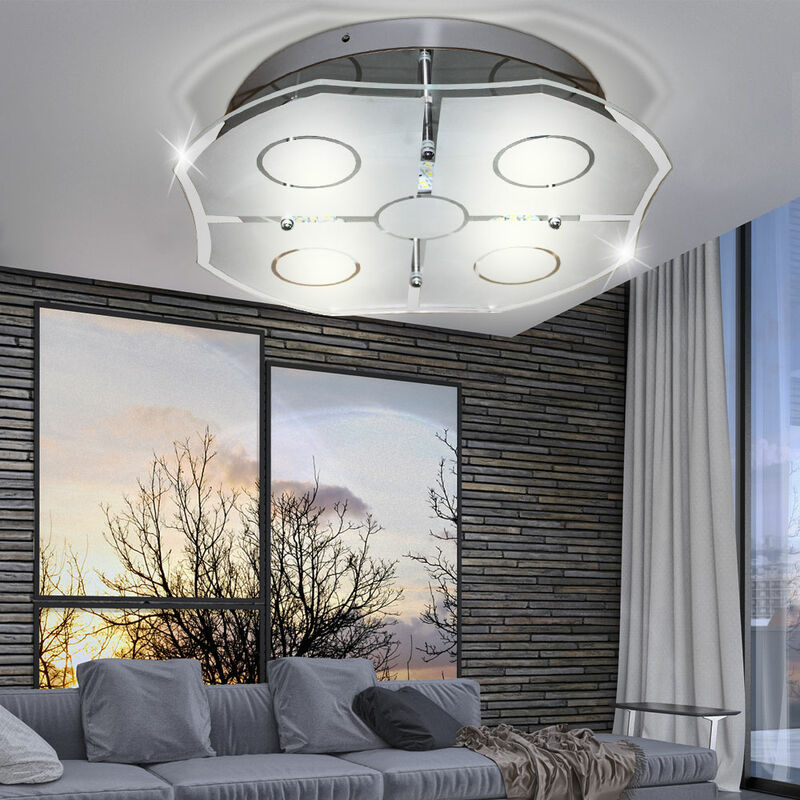 Design 24 watt LED plafoniera camera da letto lampada in vetro cromato  satinato Intec 8707