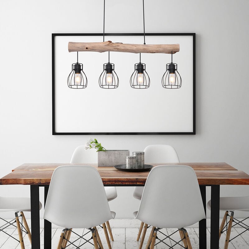 Moderna lampada a sospensione da tavolo da pranzo a LED , lampadario nero  in Legno Dimmerabile con Telecomando, Regolabile in altezza Lineare lampada  sospensione per Soggiorno, Cucina, Ufficio,120cm : : Illuminazione