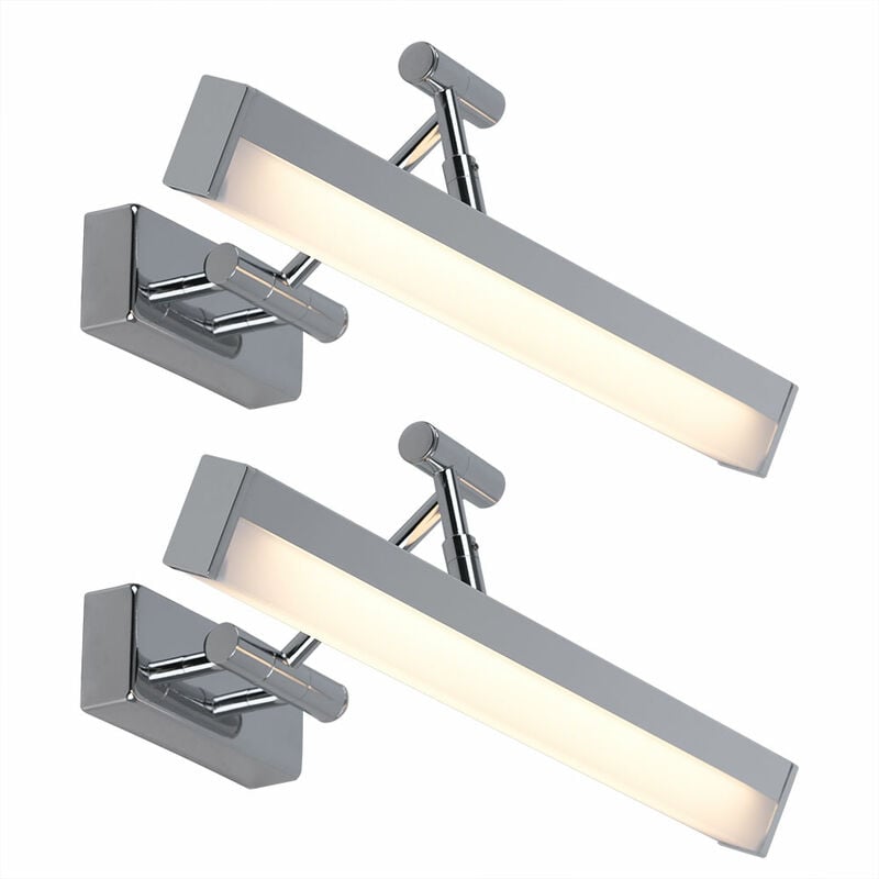 Set di 2 applique LED cromate, orientabili, illuminazione bagno, faretti, lampade  per ambienti umidi, bianco