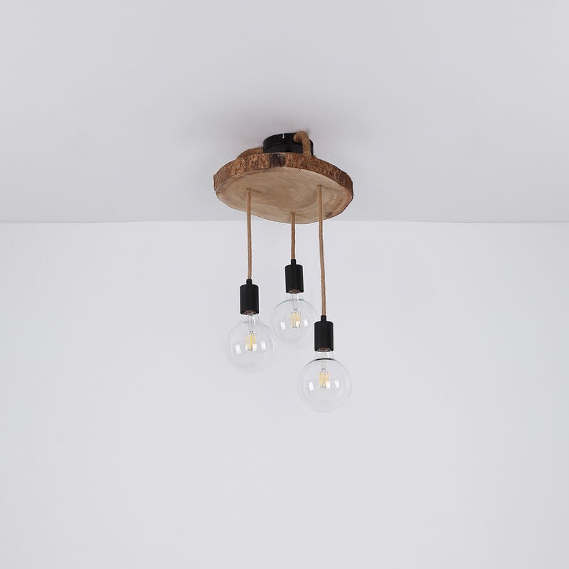 Retro plafoniera a pendolo con trave in legno TELECOMANDO Lampada  dimmerabile in un set di lampadine