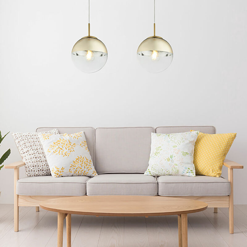 Lampada a sospensione a soffitto di design a sfera, lampada a pendolo in  vetro per soggiorno, oro in un set che include lampadine a LED