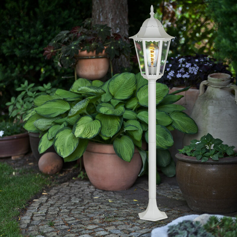 Lanterna Da Giardino Metallica Bianca H54 Cm – Decorazione Per Esterni E Interni Con Vetro