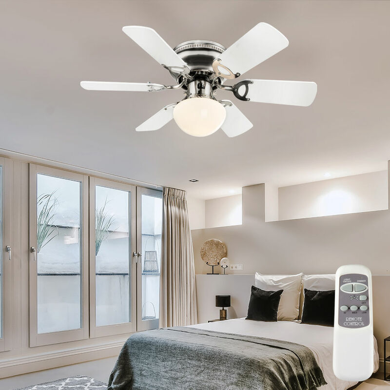 Ventilatore da soffitto con telecomando luce 3 livelli interruttore a  tirante bianco, pale reversibili 76 cm