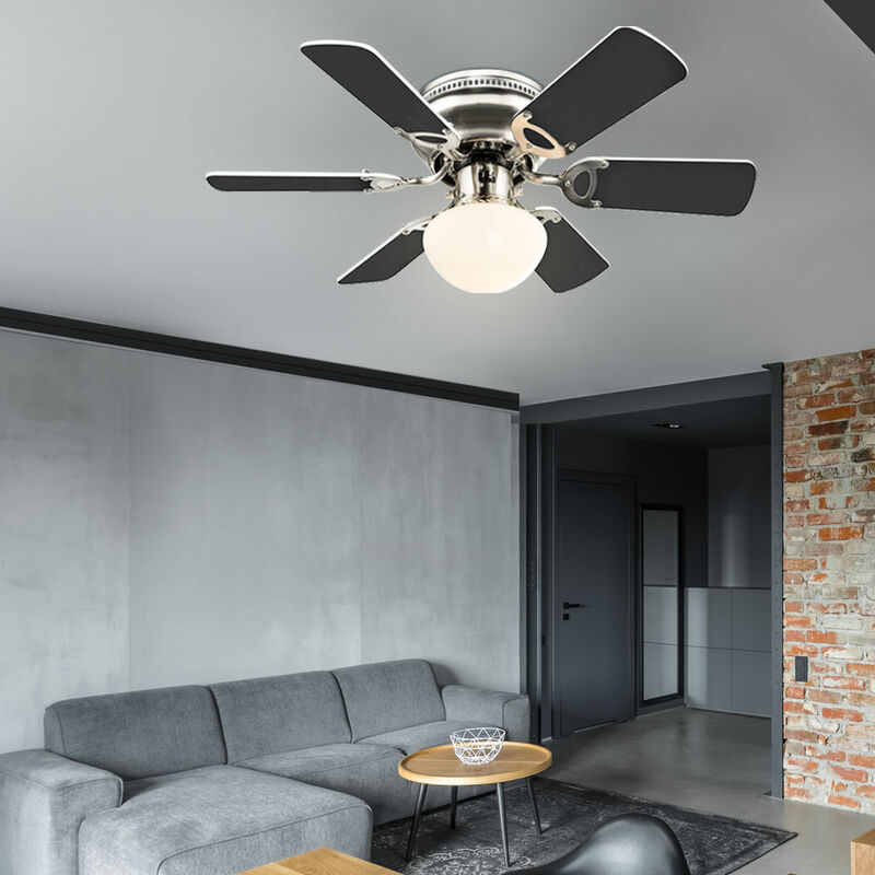 Ventilatore da soffitto con luce LED Telecomando Interruttore a tirante a 3  livelli Pale orientabili avanti