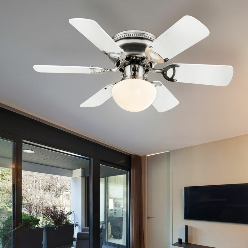 Ventilatore da soffitto con telecomando luce 3 livelli interruttore a  tirante bianco, pale reversibili 76 cm