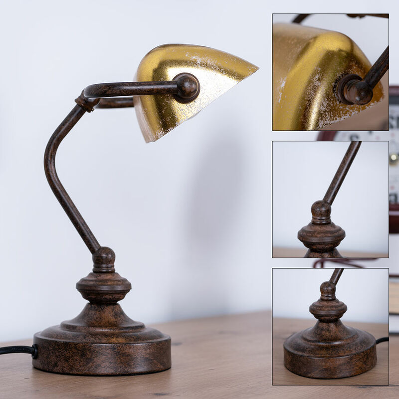 Lampada da comodino da scrivania, lampada da banchiere dimmerabile,  telecomando in bronzo antico, in set con