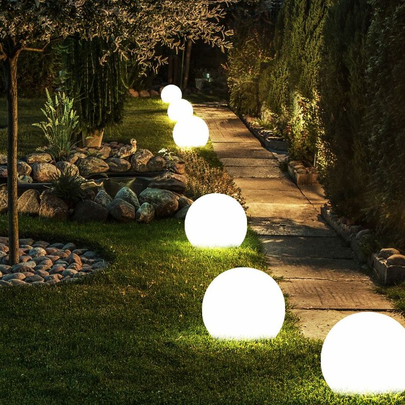 Set di 9 lampade a sfera con presa solare a LED, faretti per parco con  picchetto da terra