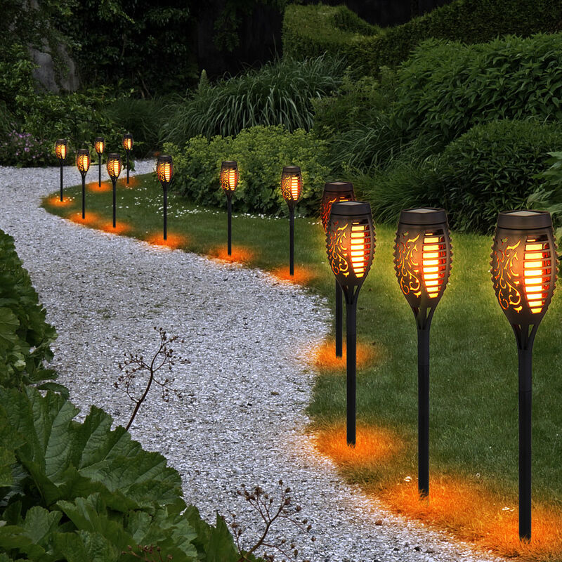 6x torcia solare a LED lampade da esterno giardino percorso effetto fuoco  faretti decorazione balcone luci