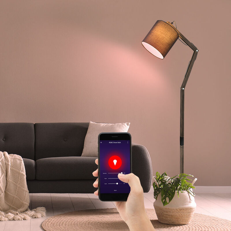 Lampada da terra snodata Smart Home Alexa luce mobile in legno dimmerabile  in un set che include lampadine LED RGB