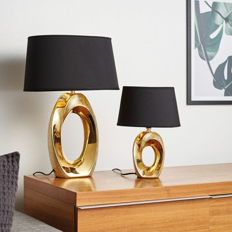 Set di 2 lampade da comodino per camera da letto, luci di lettura oro nero  in
