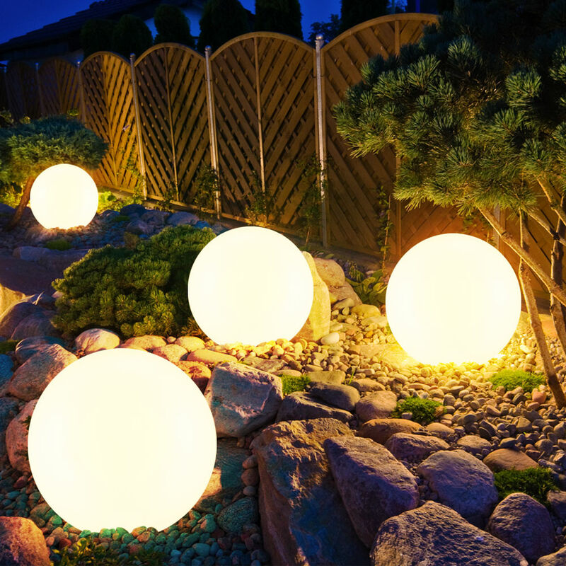 Set di 4 lampade da giardino a luce solare a LED da esterno a forma di palla