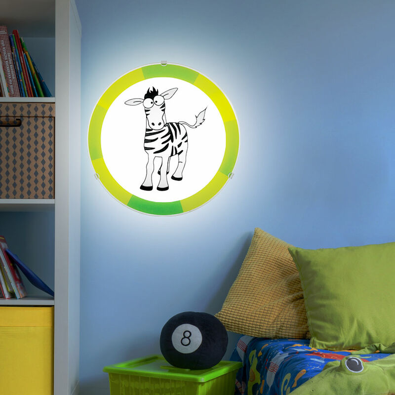 Lampada da parete per bambini per bambini motivo zebra verde telecomando in  un set con lampadine