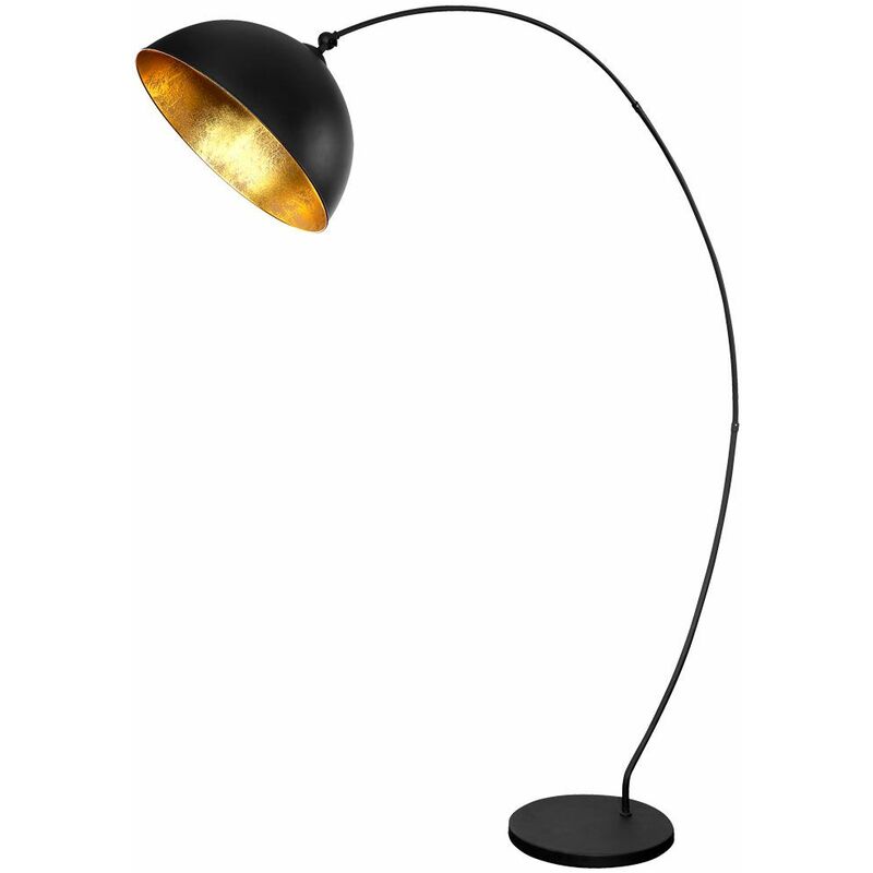 Lampada da terra ad arco nero opaco foglia oro design soggiorno