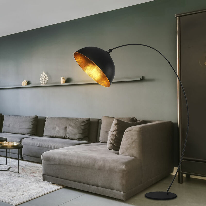 Globo 15229S2 Lampada Da Terra Design Nero Con Paralume In Tessuto - Proiettore Da Soffitto Per Soggiorno E Camera Da Letto - 3